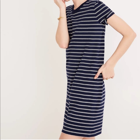 MADEWELL Tee Dress in Epperson Stripe size XXS - Picture 2 of 8